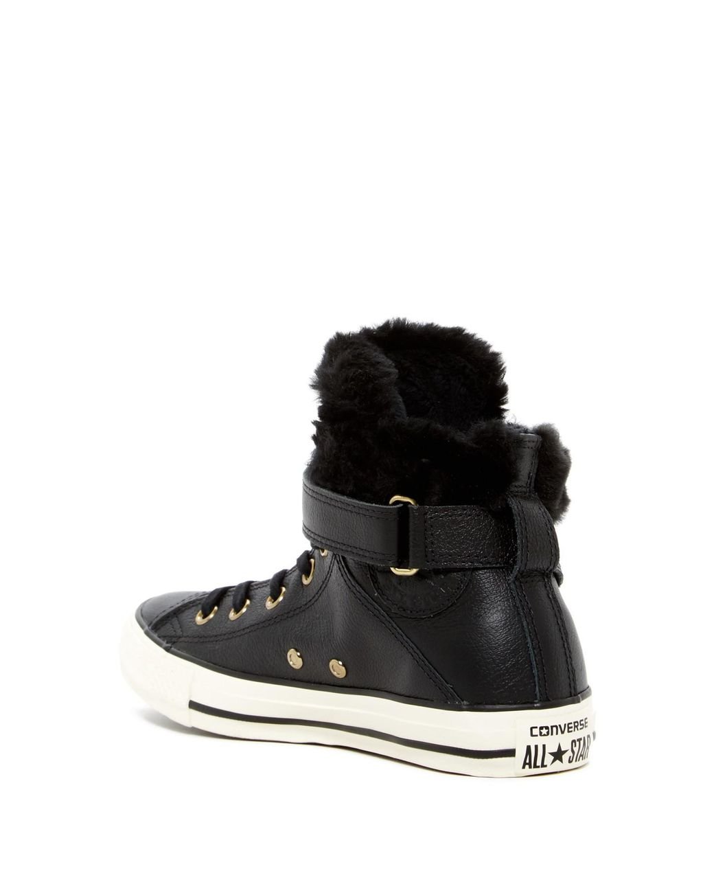 Converse Chuck Taylor All Star Faux Fur Lined Leather High-top Sneaker in  Black for Men | Lyst