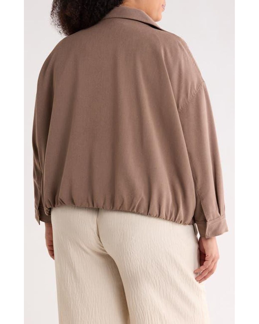 Max Studio Brown Bubble Hem Bomber Jacket