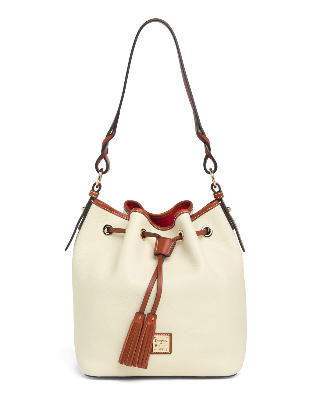 Dooney & Bourke Tasha Leather Drawstring Shoulder Bag in Natural | Lyst