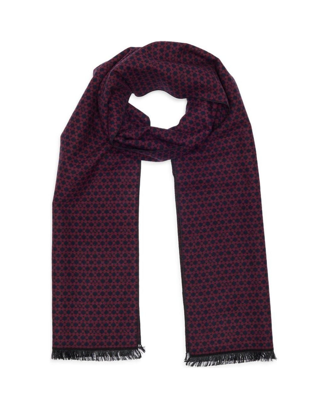 Ted Baker Purple Geometric Silk Reversible Scarf for men