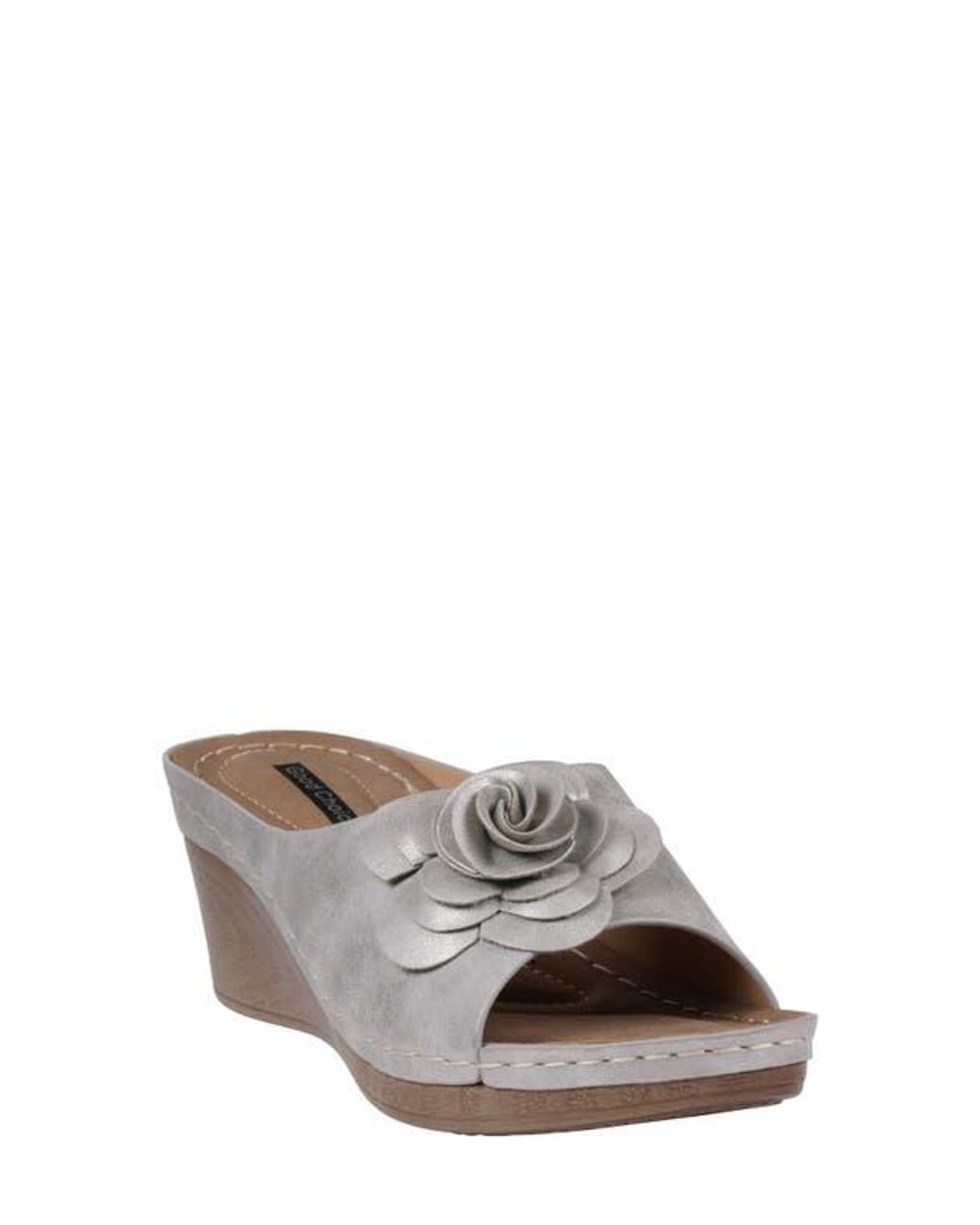 Good Choice New York Gray Tokyo Floral Wedge Sandal