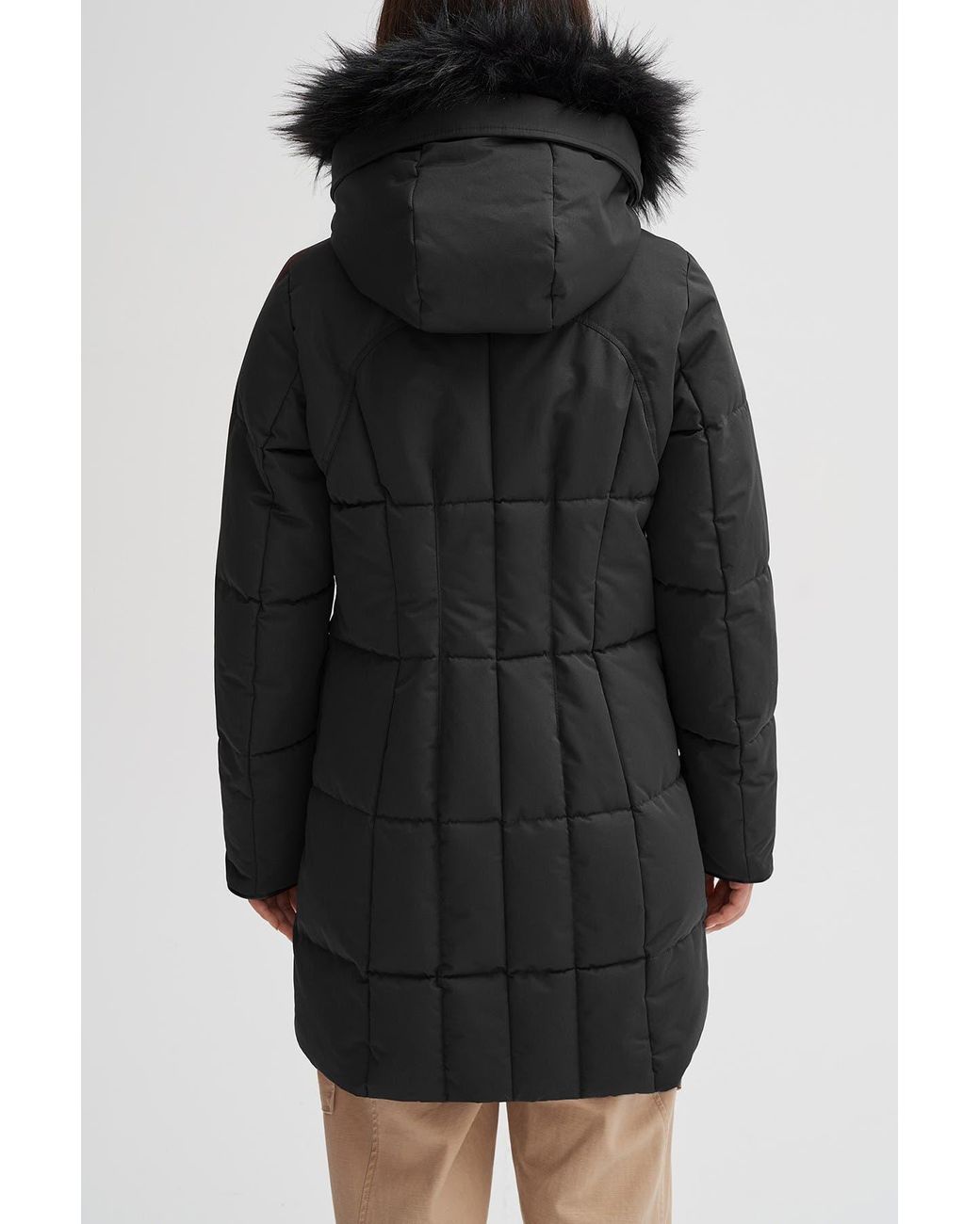 Noize Meg Faux Fur Trim Parka Coat In Black At Nordstrom Rack | Lyst