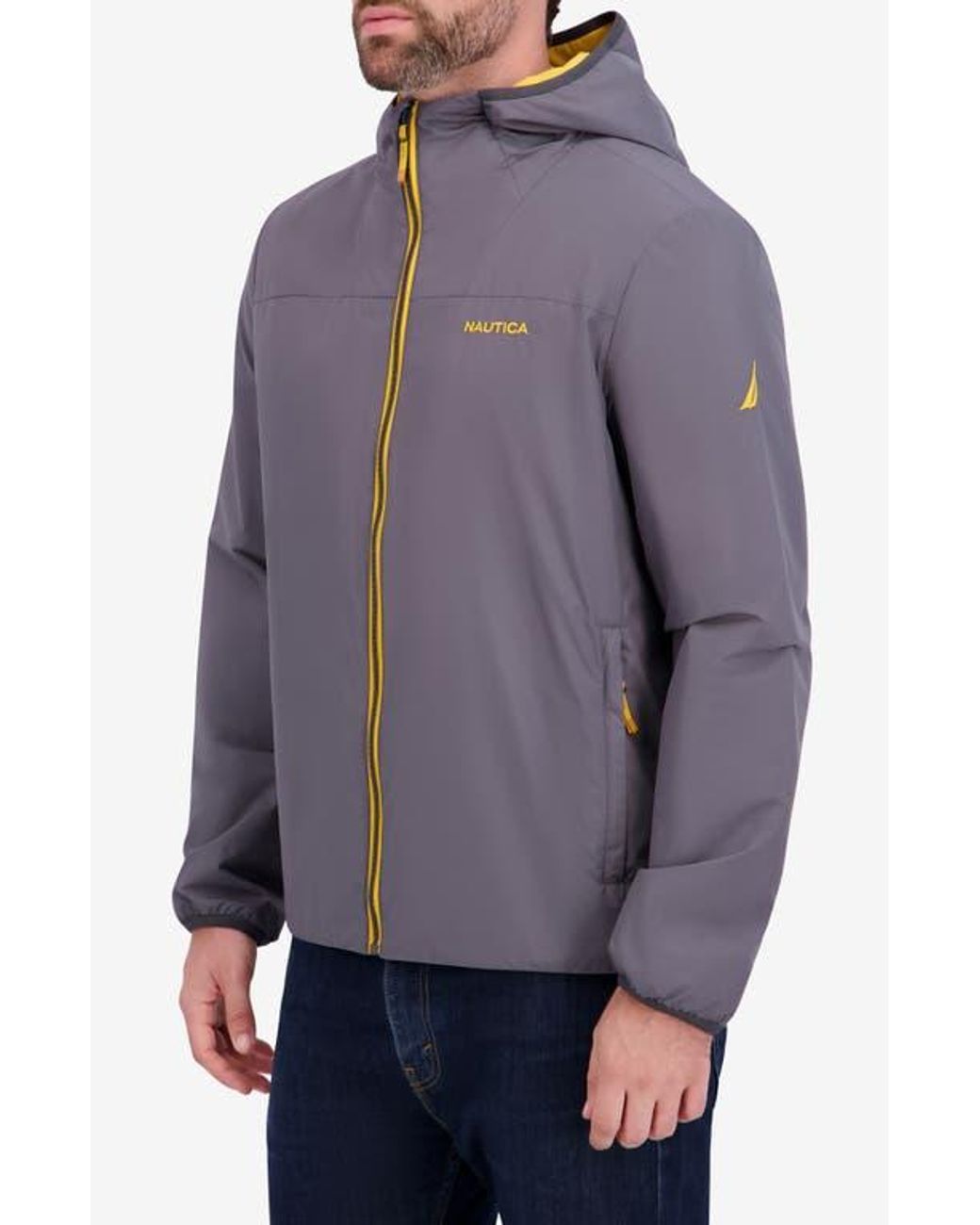 Nautica Blue Transitional Hooded Zip Jacket for men
