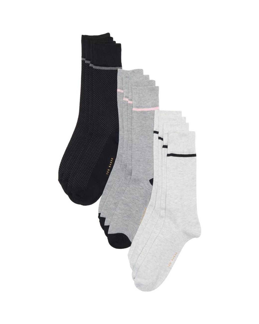 Ted Baker Black Assorted 6-Pack Crew Socks for men