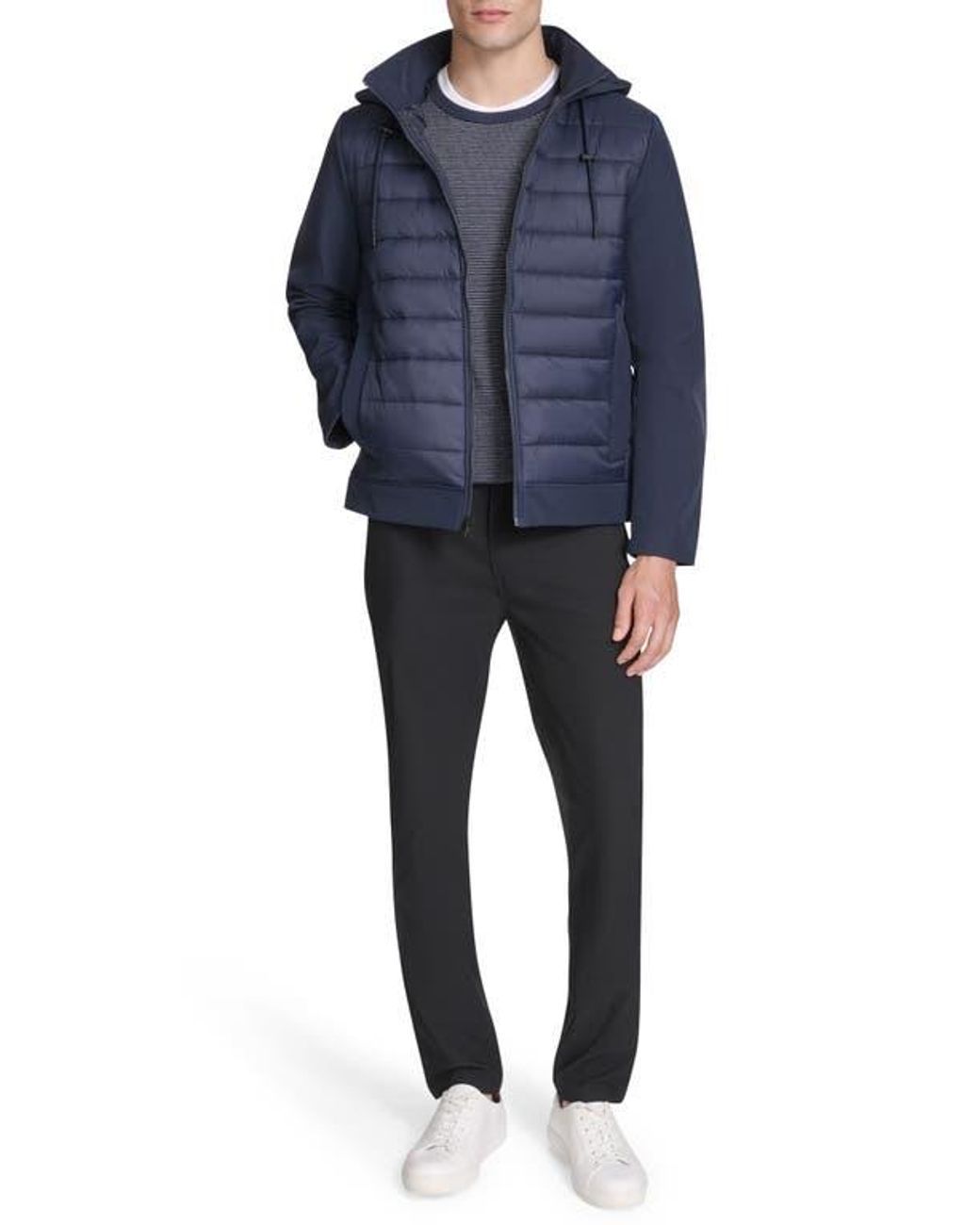 Kenneth Cole Blue Quilted Zip-Up Jacket for men