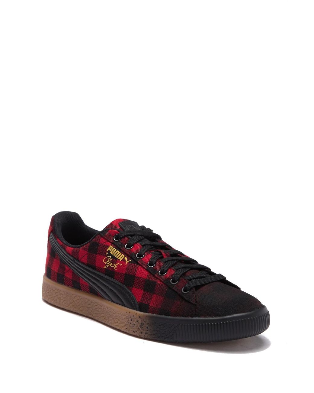 puma clyde red buffalo plaid