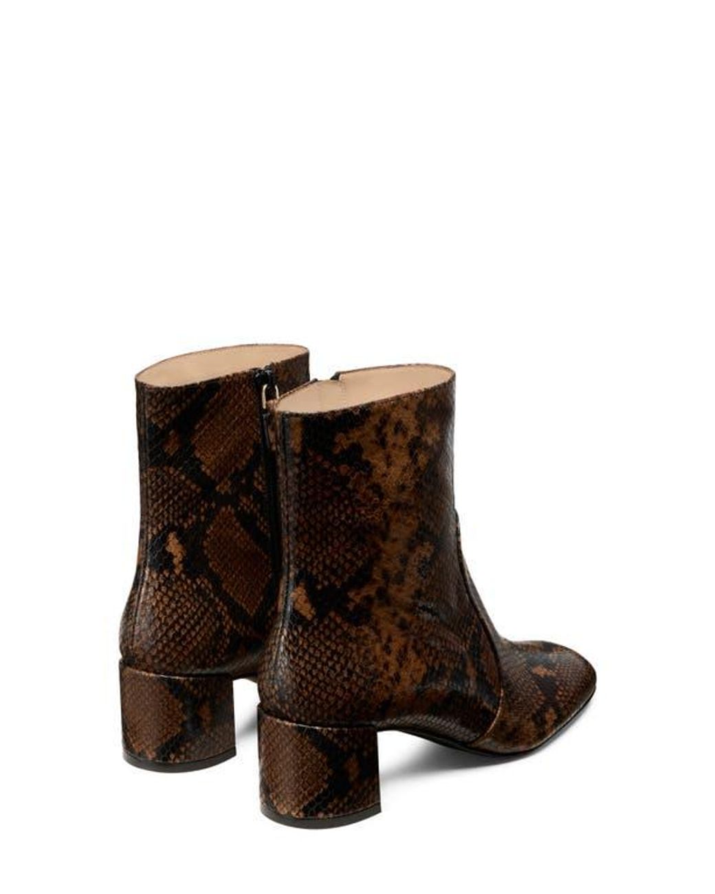 Stuart Weitzman Brown Maeve Snakeskin Embossed Bootie
