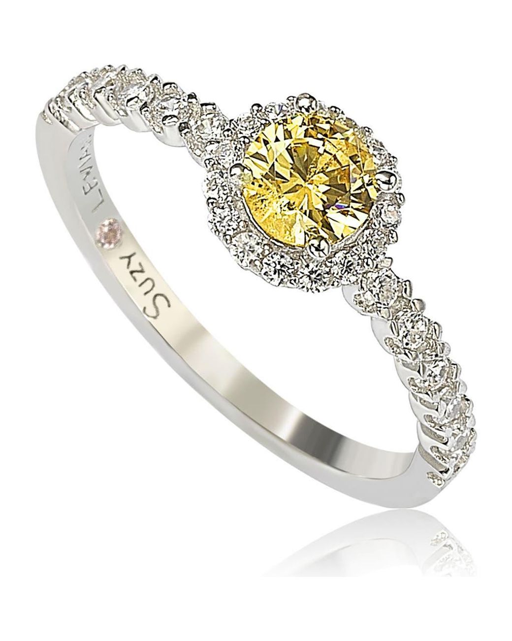 Suzy Levian Metallic Halo Sapphire Bridal Ring