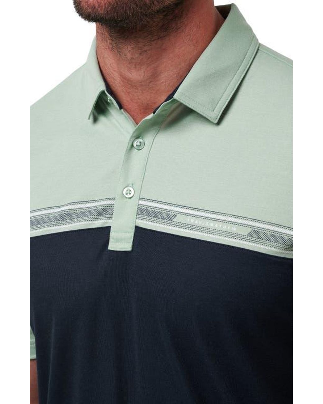 Travis Mathew Blue Rustic Route Colorblock Polo for men