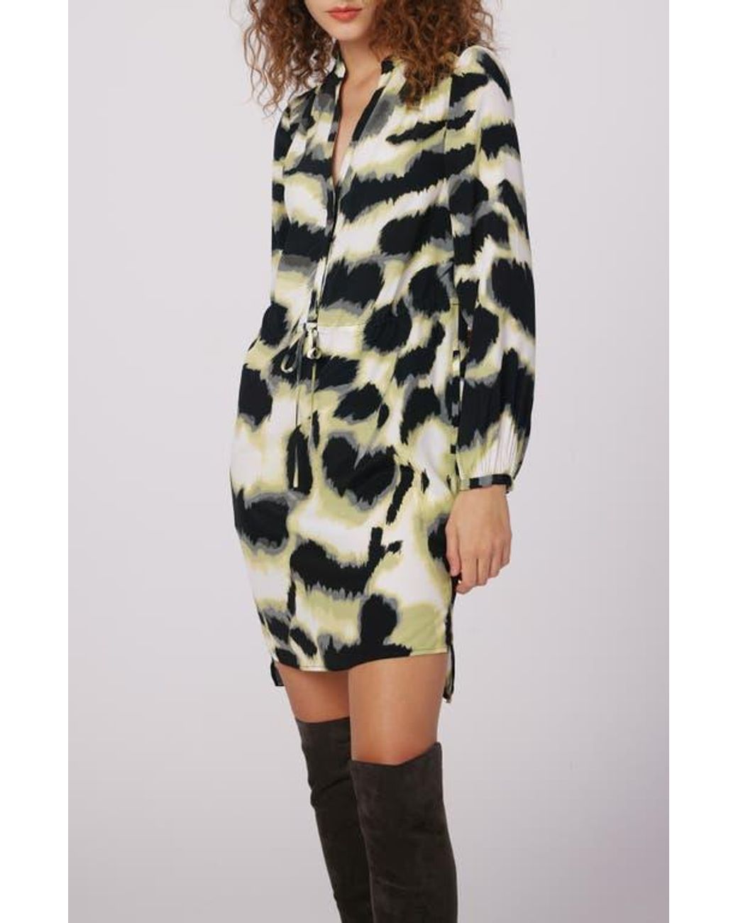 Diane von Furstenberg Multicolor Sonoya Long Sleeve High-Low Dress