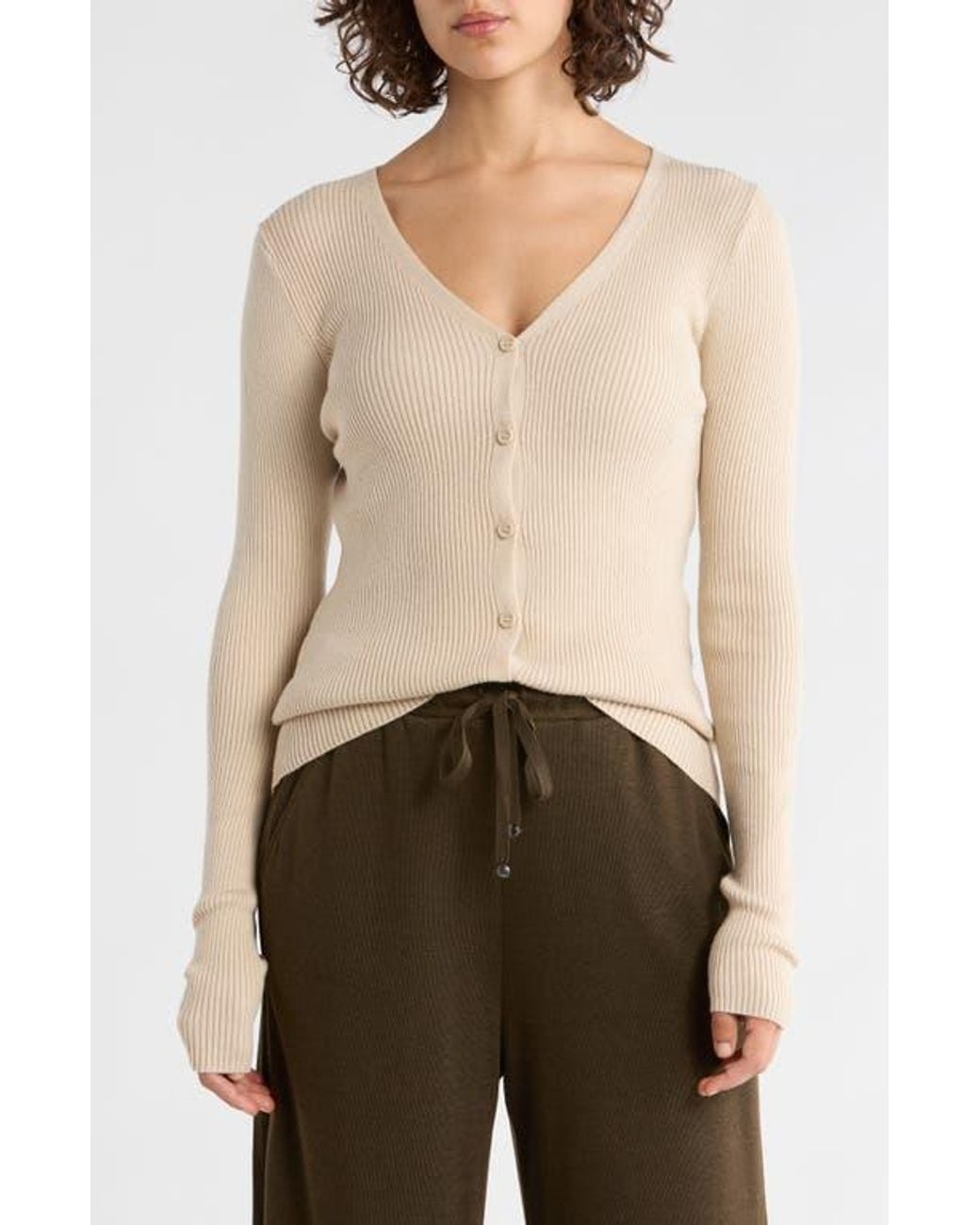Max Studio Natural V-Neck Cardigan V-Neck Cardigan