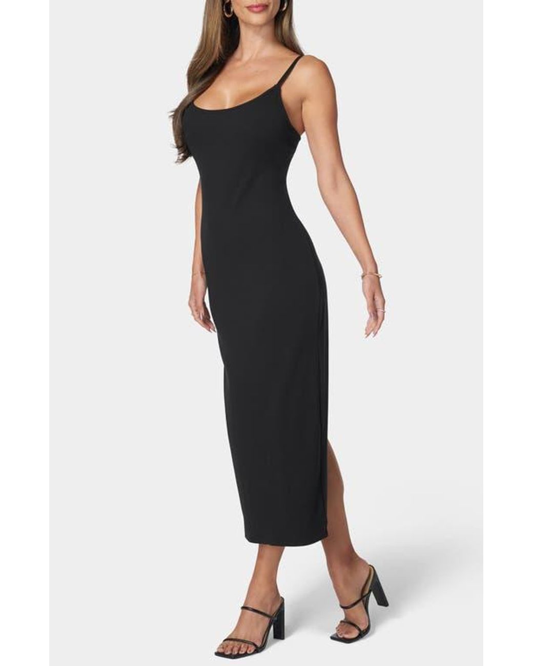 Bebe Black Ribbed Maxi Dress
