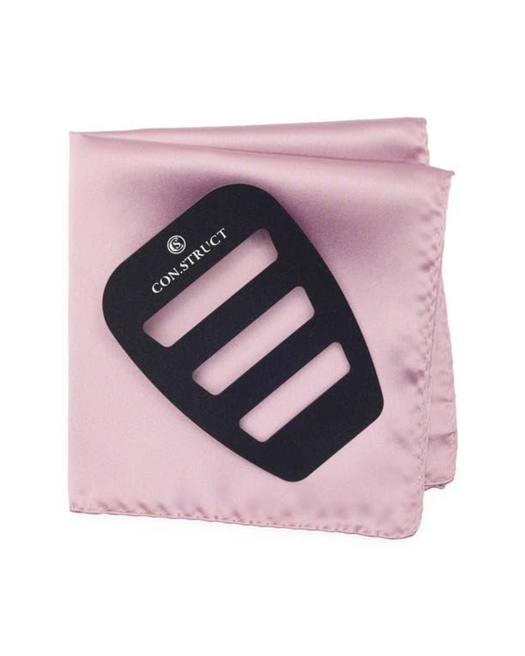 Con.struct Pink Solid Satin Pocket Square for men