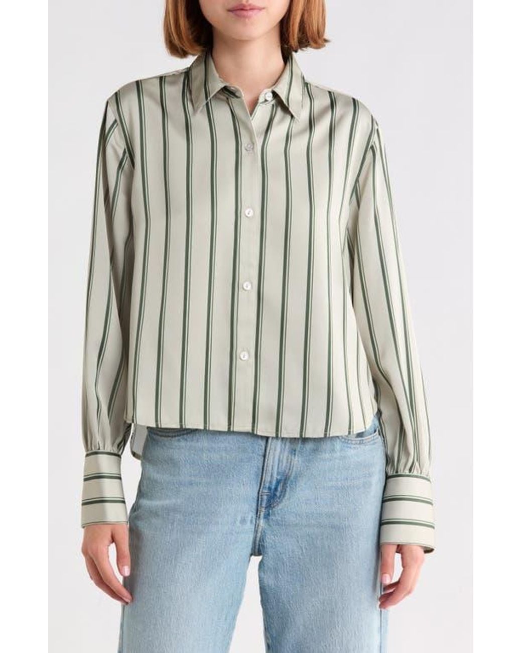 Rag & Bone White Andre Striped Satin Shirt