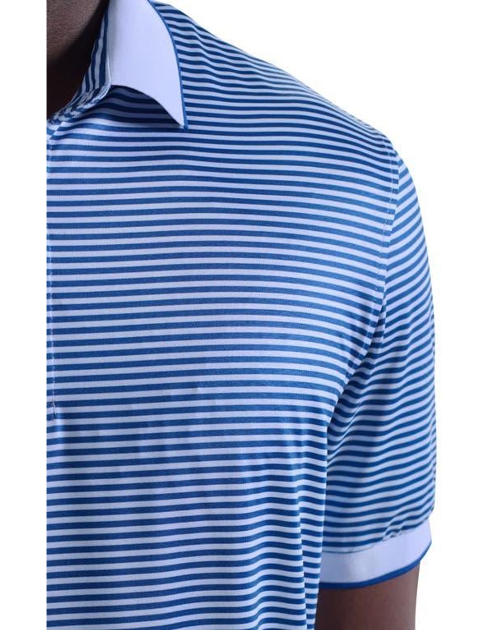 Bugatchi Blue Three-Button Performance Polo for men