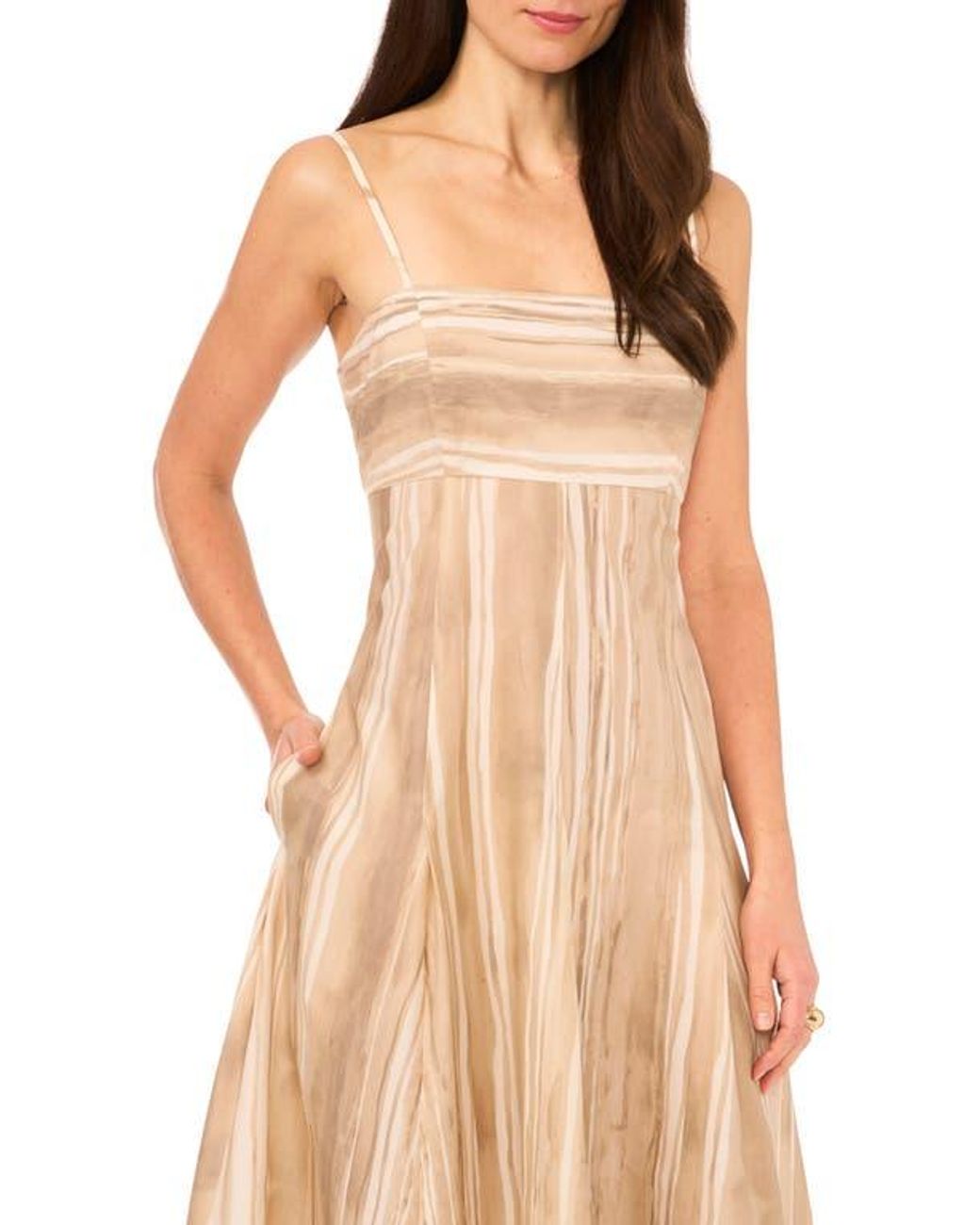 Parker Natural The Izzie Stripe Cutout Cotton Midi Sundress