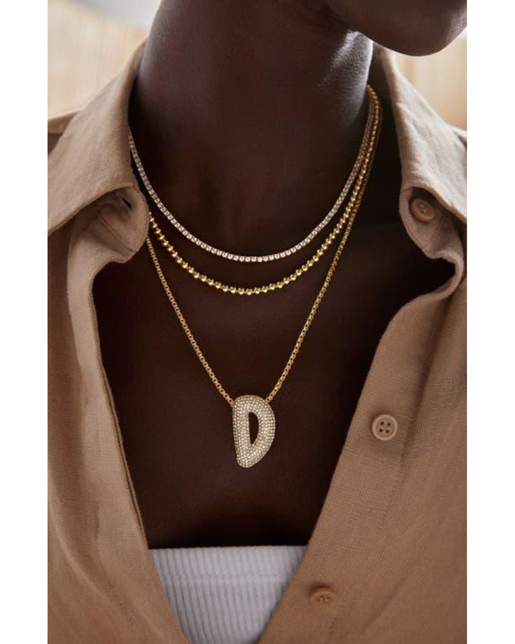 BaubleBar Metallic Bubble Initial Pendant Necklace