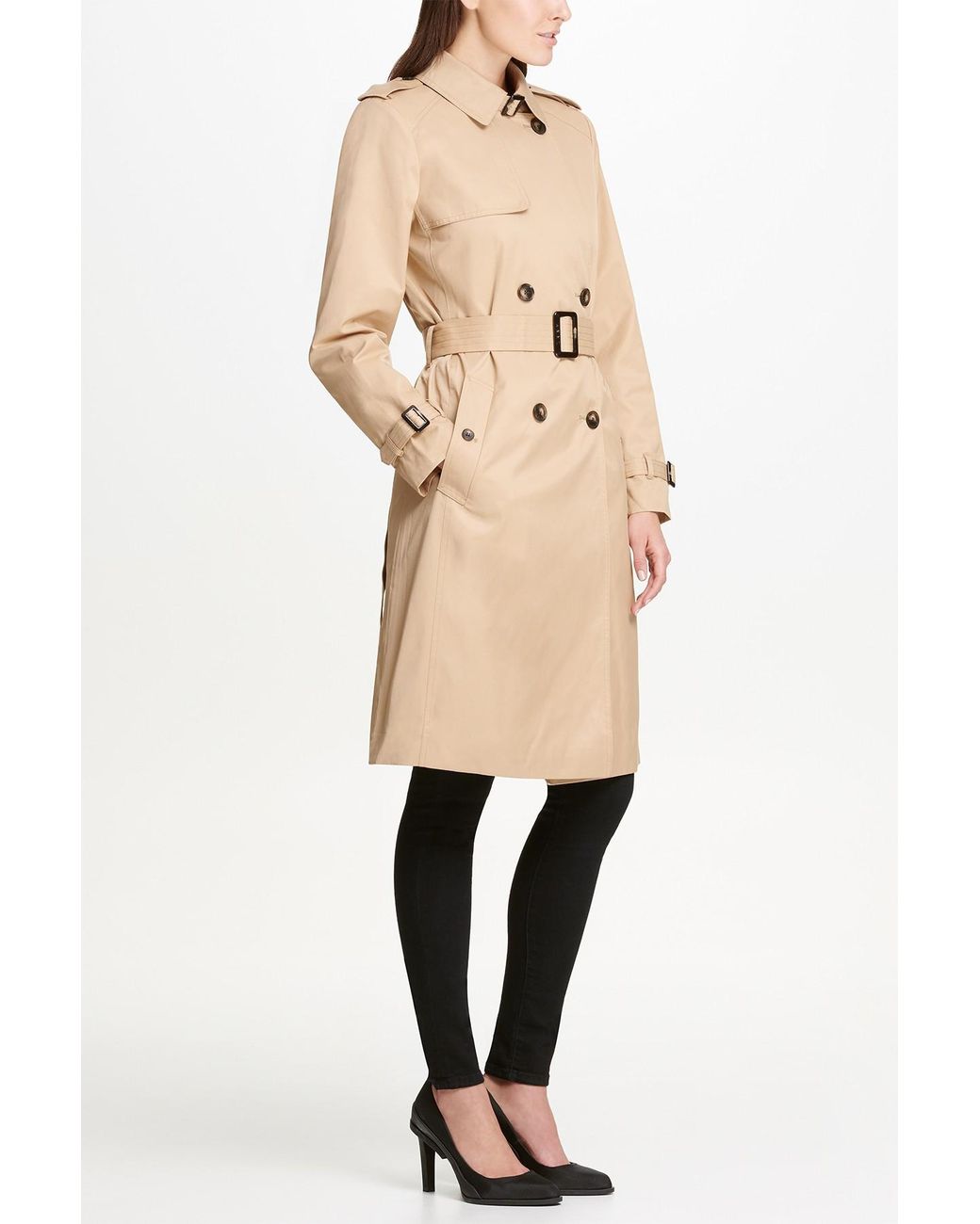 DKNY Solid Trench Coat in Natural | Lyst