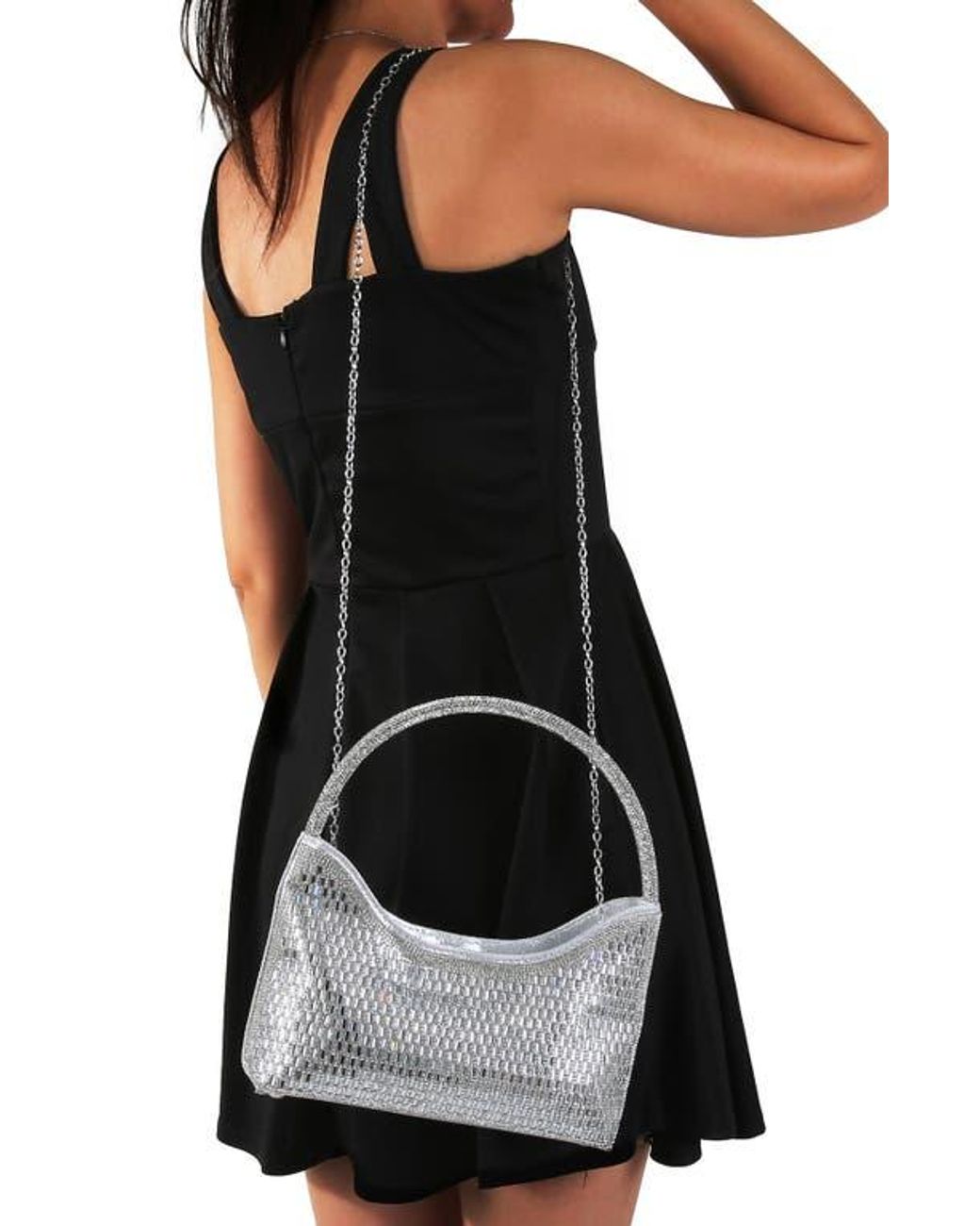 BERNESS Gray Rhinestone Beaded Shoulder Bag
