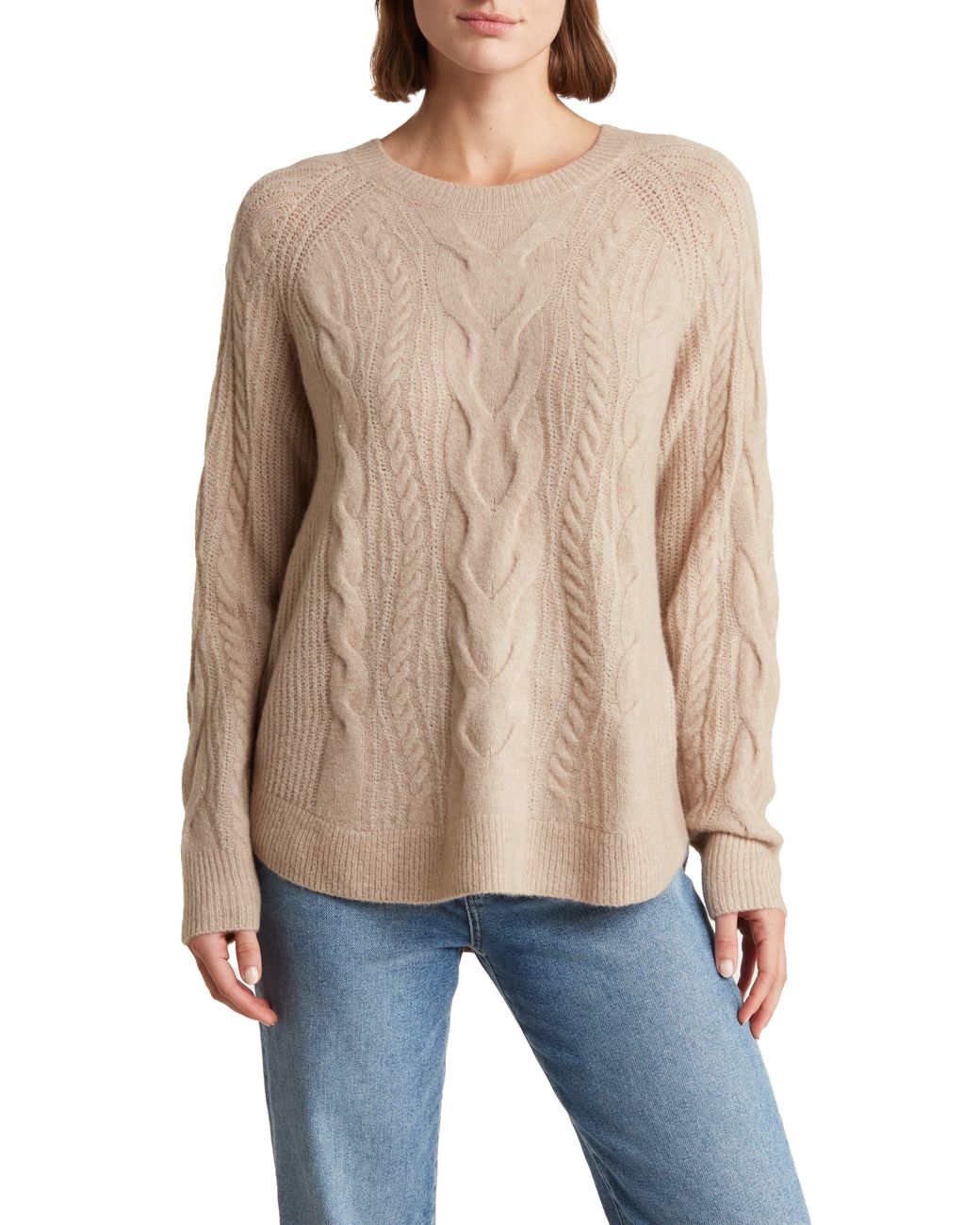 Splendid Cable Knit Sweater in Blue Lyst