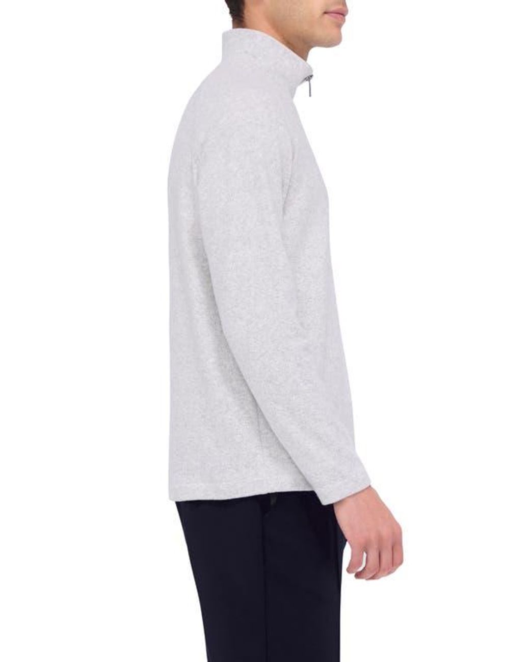 Bugatchi White Quarter Zip Pullover for men