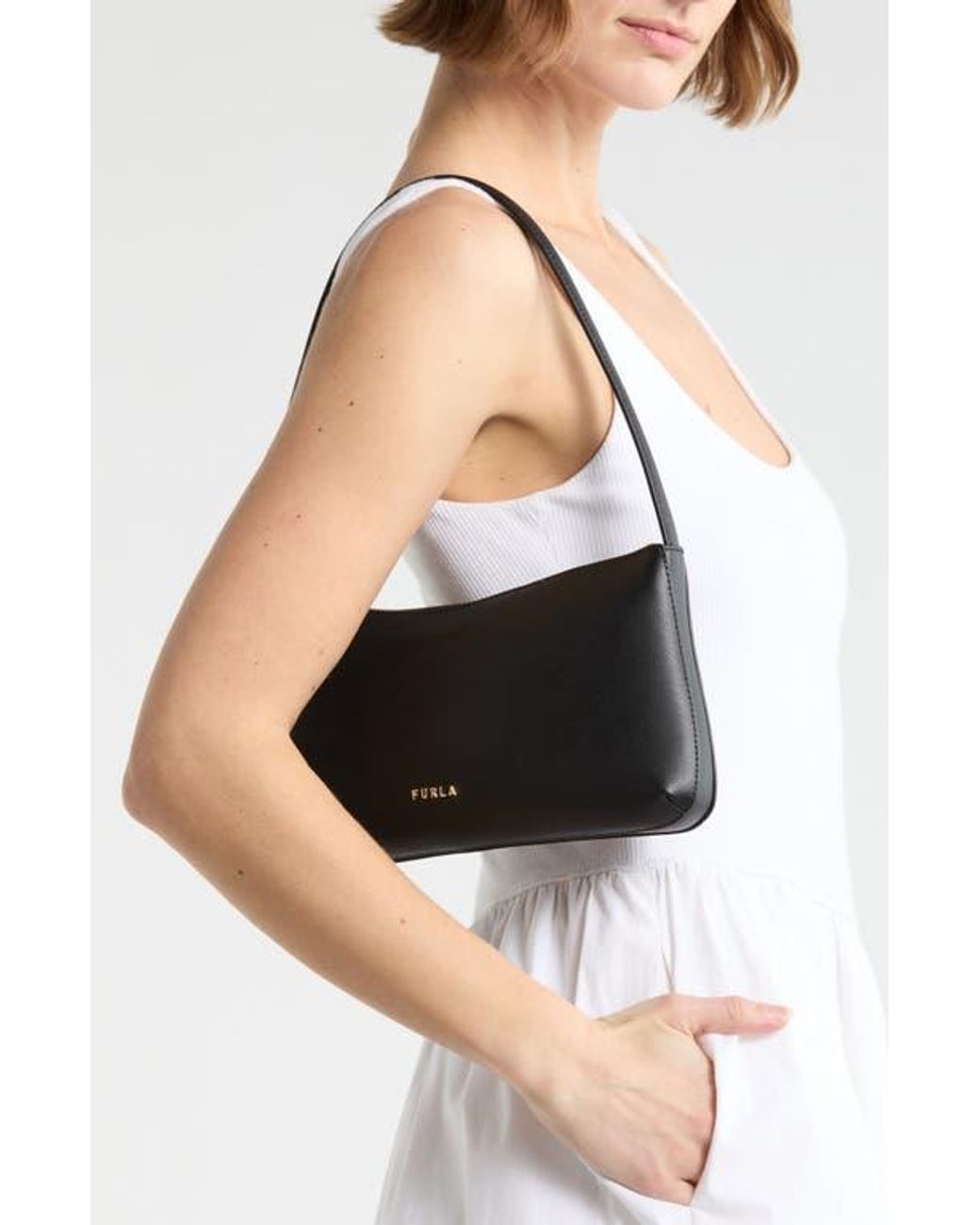 Sac à épaule Furla Delizia Mini - Cuir Noir - Neuf Avec étiquettes