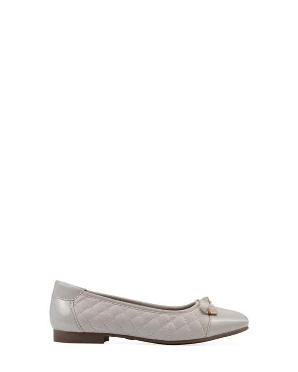 White Mountain Gray Quilted Cap-Toe Ballet Flats