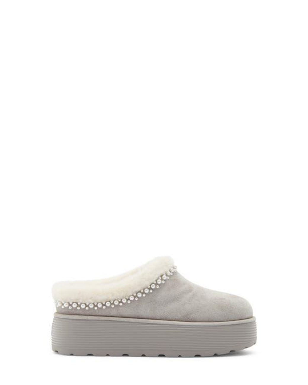 Stuart Weitzman Gray Nellie Genuine Shearling Platform Clog