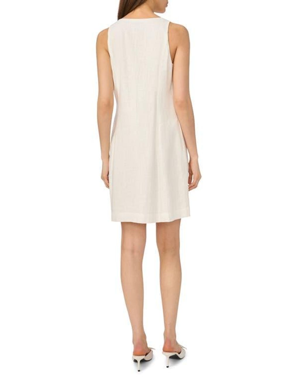 Halogen® Natural Shell Button Front A-Line Dress