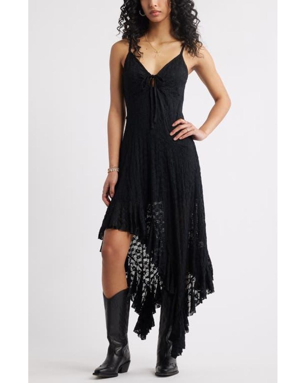 BP. Asymmetric Lace Sleeveless Midi Dress in Black | Lyst BP. Asymmetric Lace Sleeveless Midi Dress in Black | Lyst