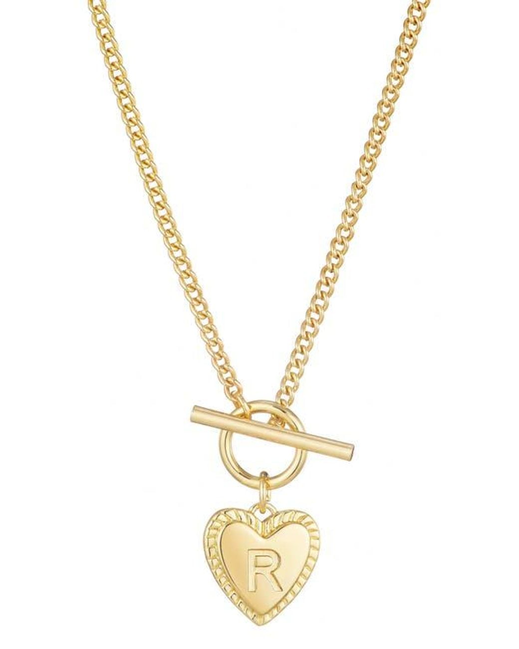 Adornia Metallic Initial Heart Toggle Necklace