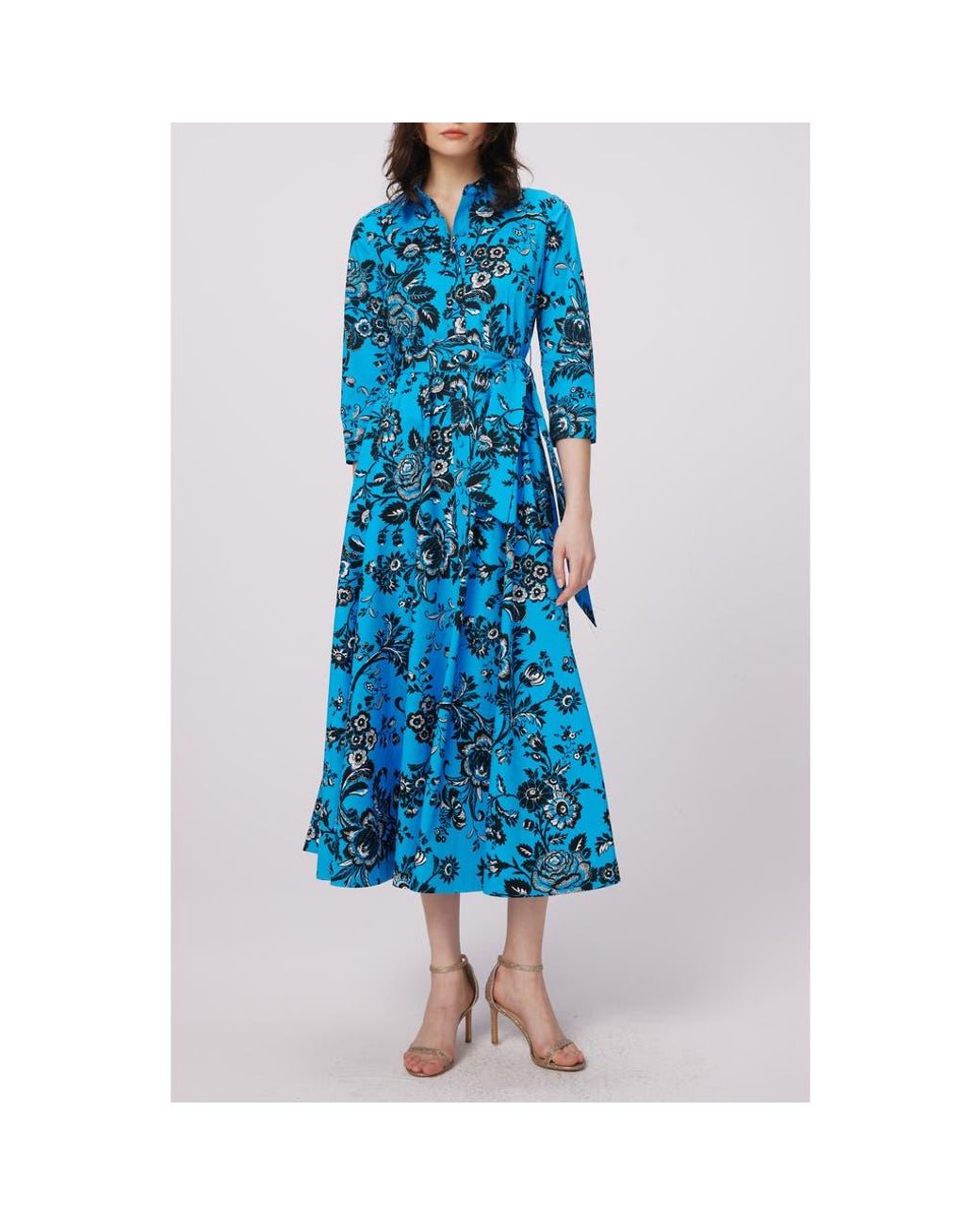 Diane von Furstenberg Blue Blaine Floral Shirtdress