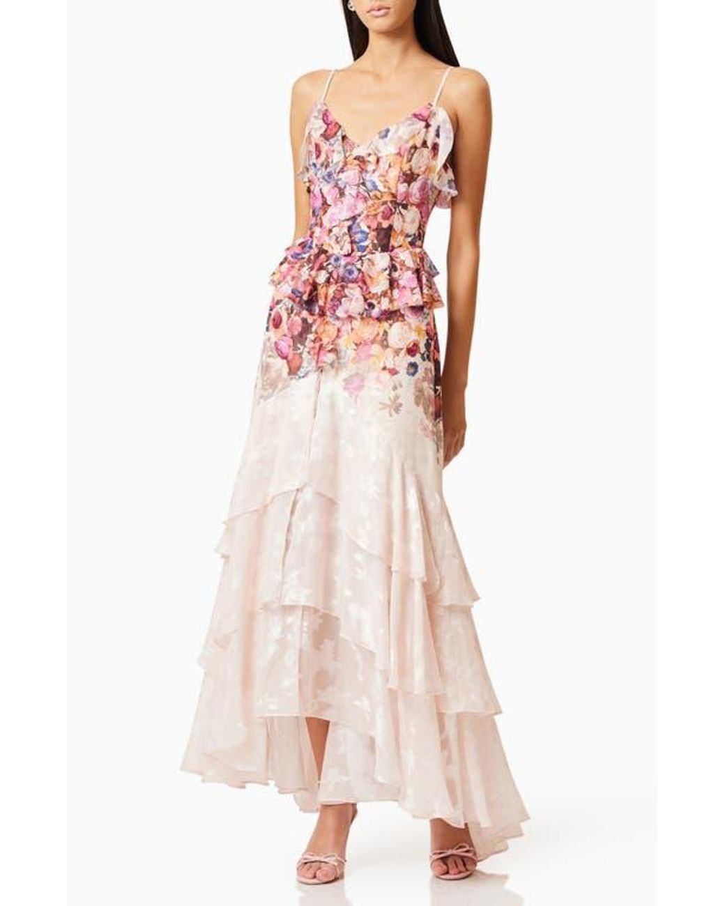 entro floral maxi dress Entro Blue Floral Midi Easter Dress Large