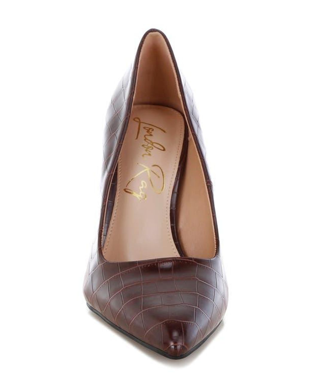 LONDON RAG Brown Scheba Croc Embossed Pump