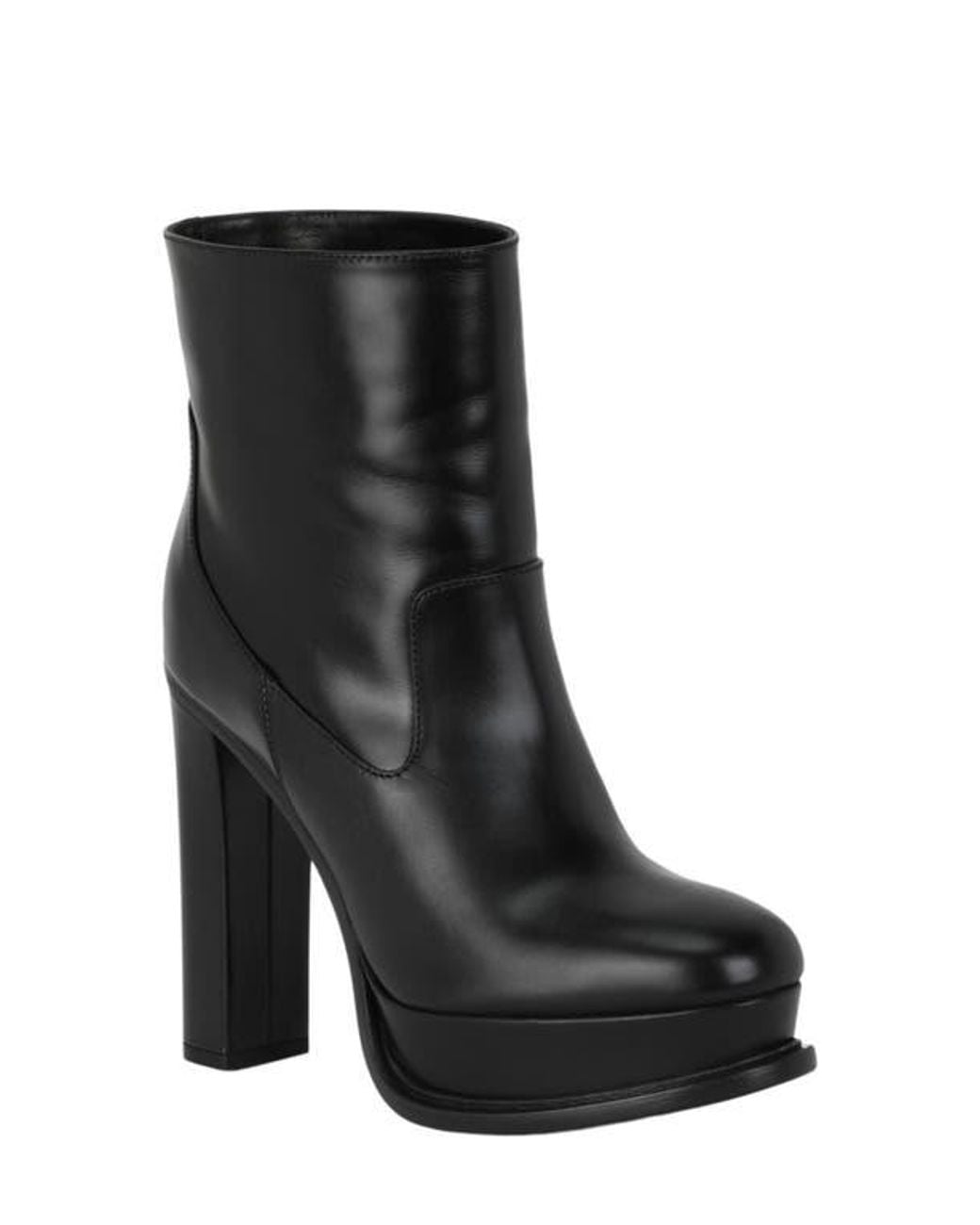 McQueen Black Leather Ankle Bootie