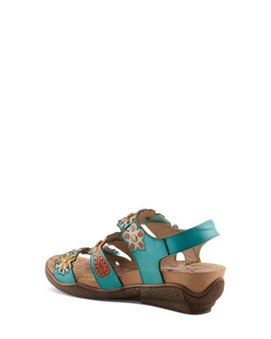 Spring Step Blue Bethie Ankle Strap Wedge Sandal