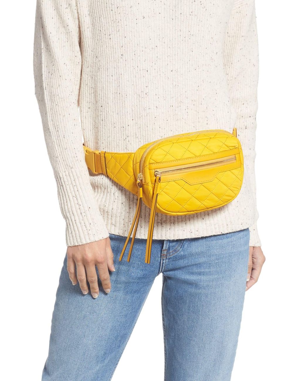 Tory Burch Perry Quilted Nylon Belt Bag in Yellow | Lyst