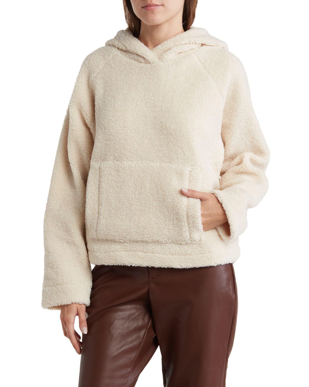 Vince Cozy Faux Fur Hoodie in Natural Lyst