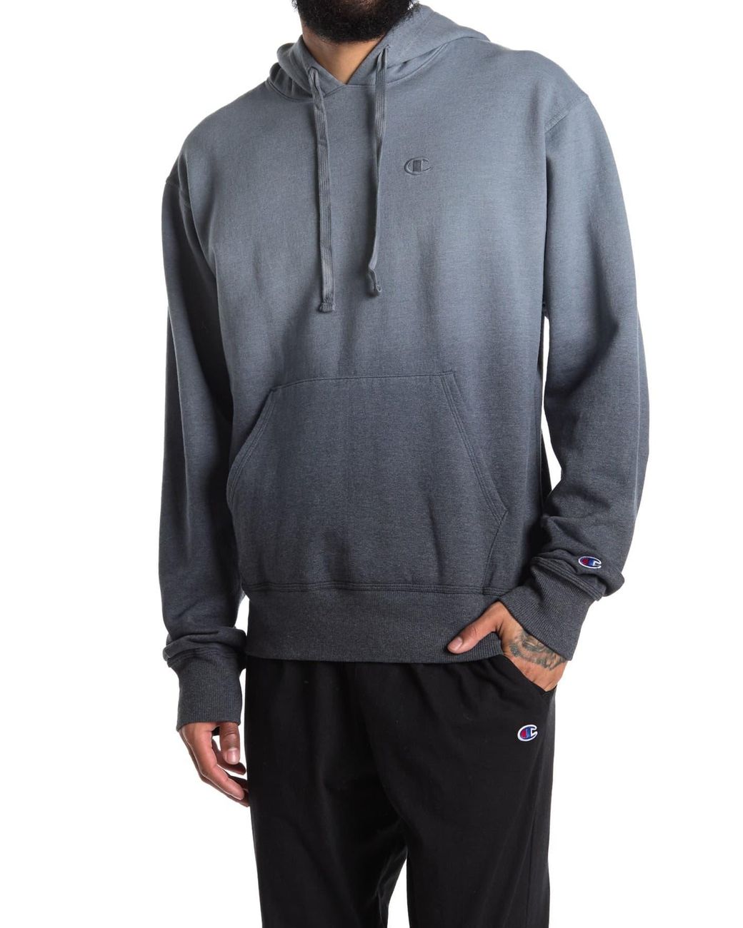 Champion Powerblend Ombre Drawstring Hoodie in Gray for Men - Lyst