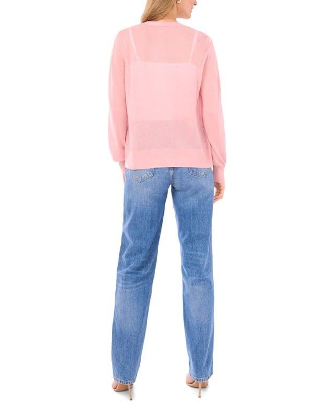 Vince Camuto Pink Tissue Knit Cardigan