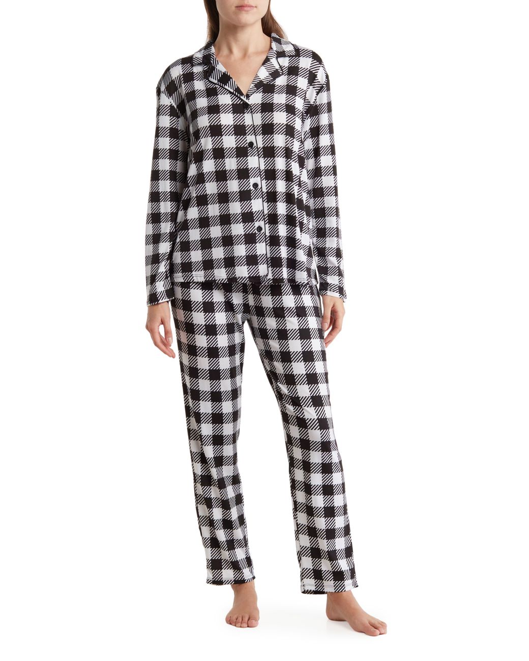 Kensie Patterned Pajamas in Black Lyst