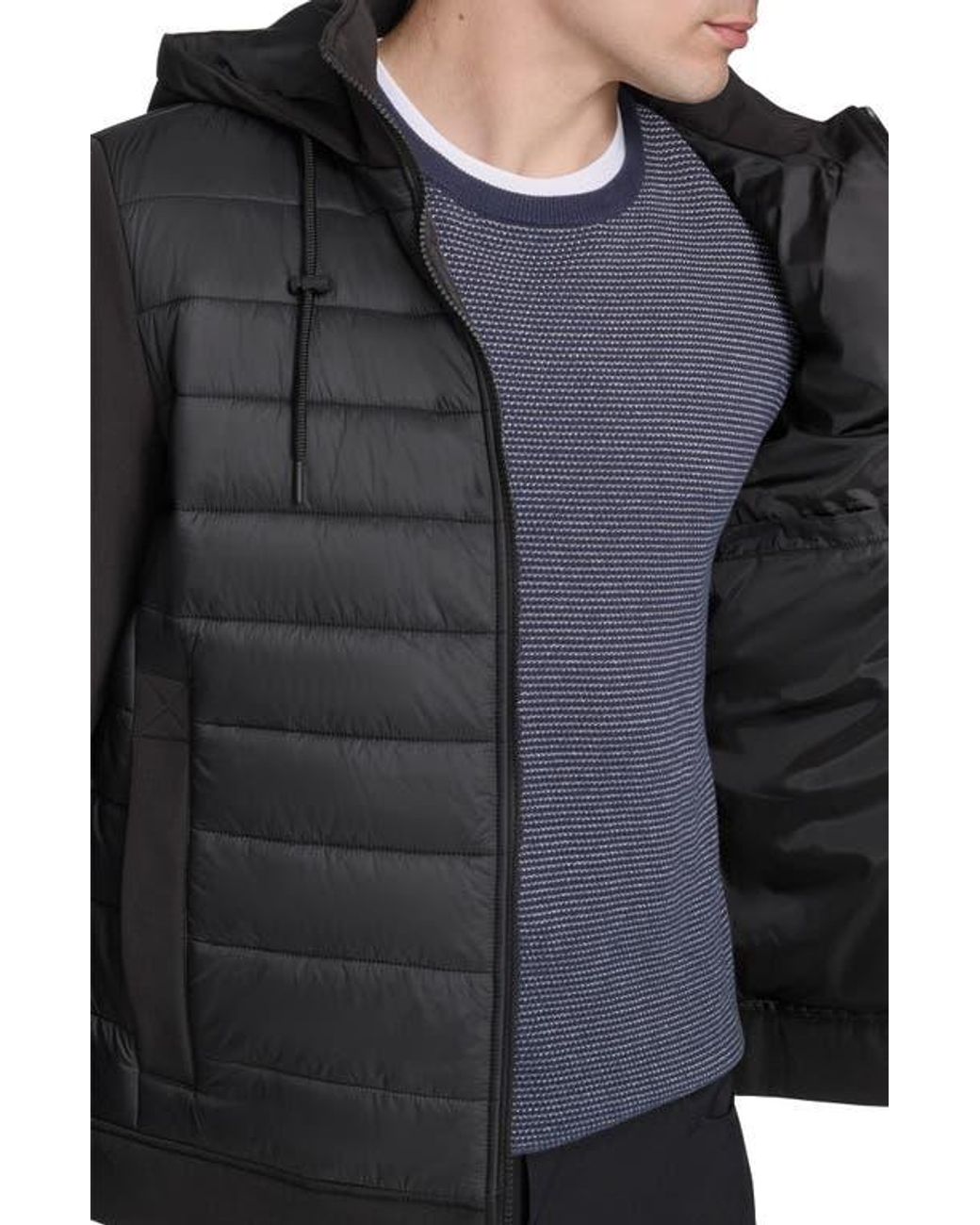 Kenneth Cole Black Quilted Zip-Up Jacket for men