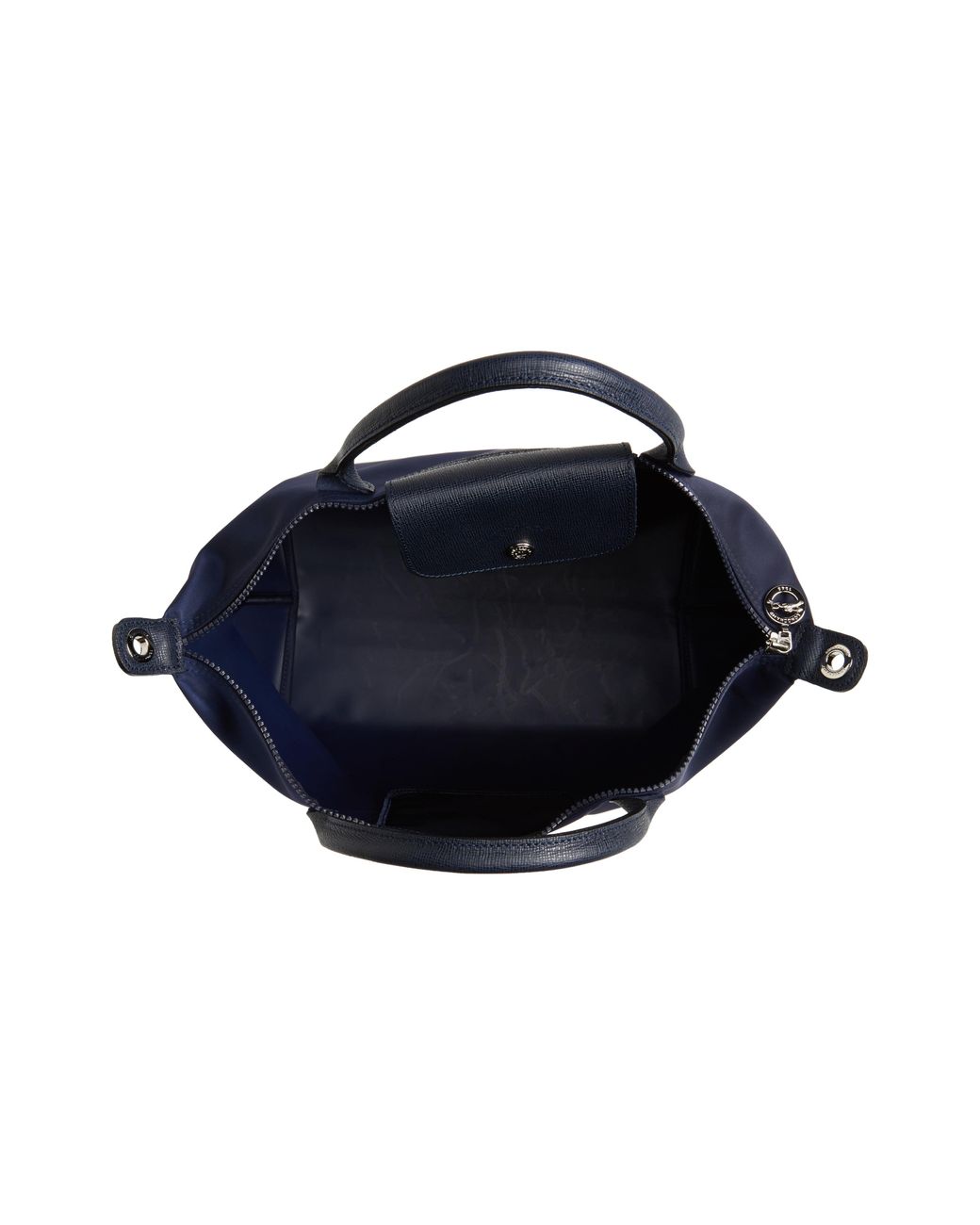 Longchamp Le Pliage Neo Top Handle Bag S Navy in Leather with Silver-tone -  US