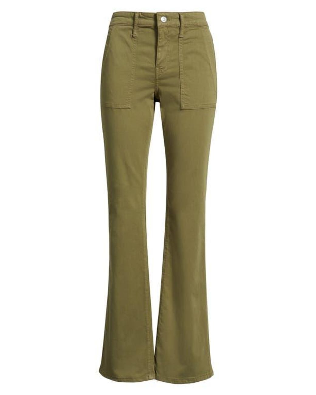 Mavi Green Vicky Patch Pocket Mid Rise Bootcut Sateen Pants