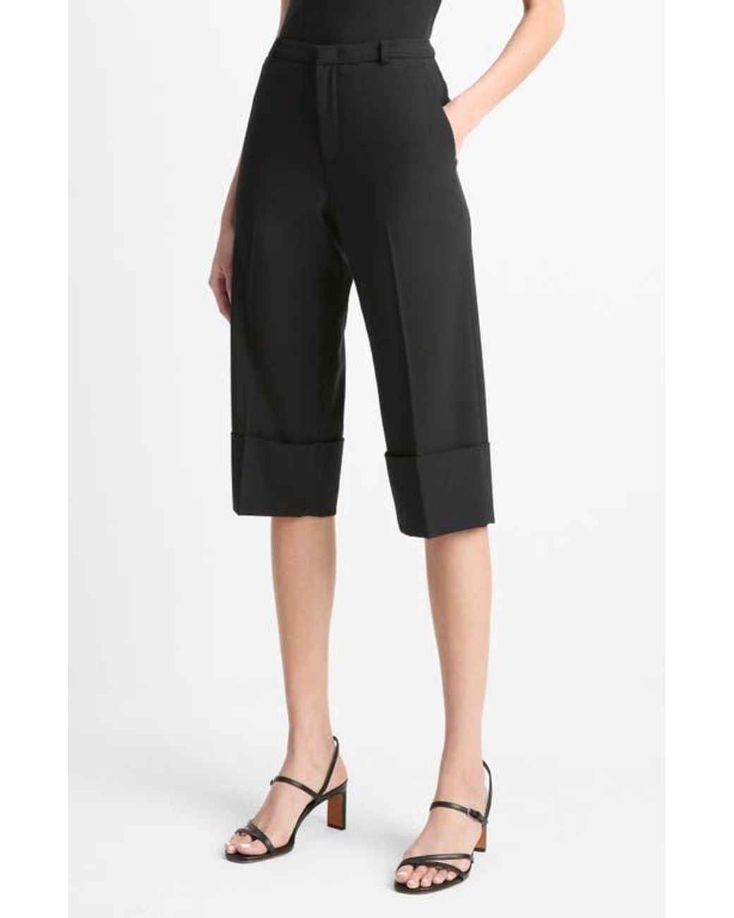 Vince Black Cuffed Hem Crop Pants