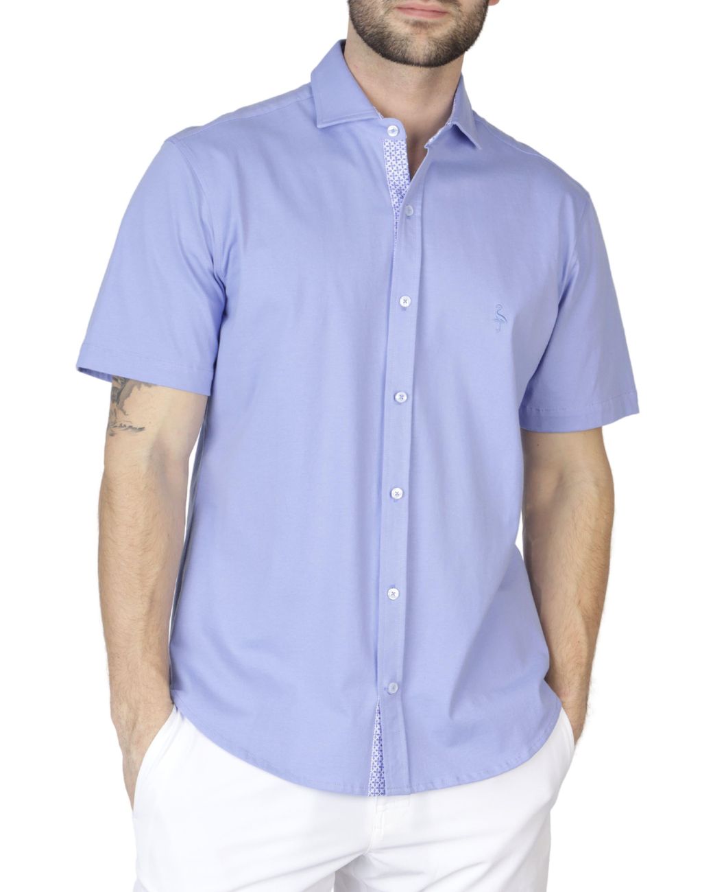 Tailorbyrd Solid Knit Short Sleeve Shirt in Blue for Men Lyst