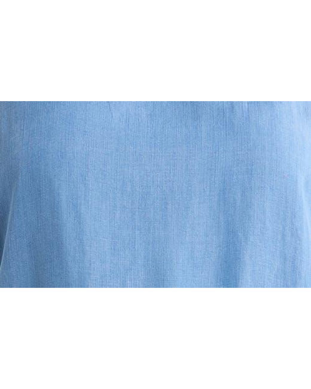 Tahari Blue Embroidered Eyelet Hem Chambray Shell