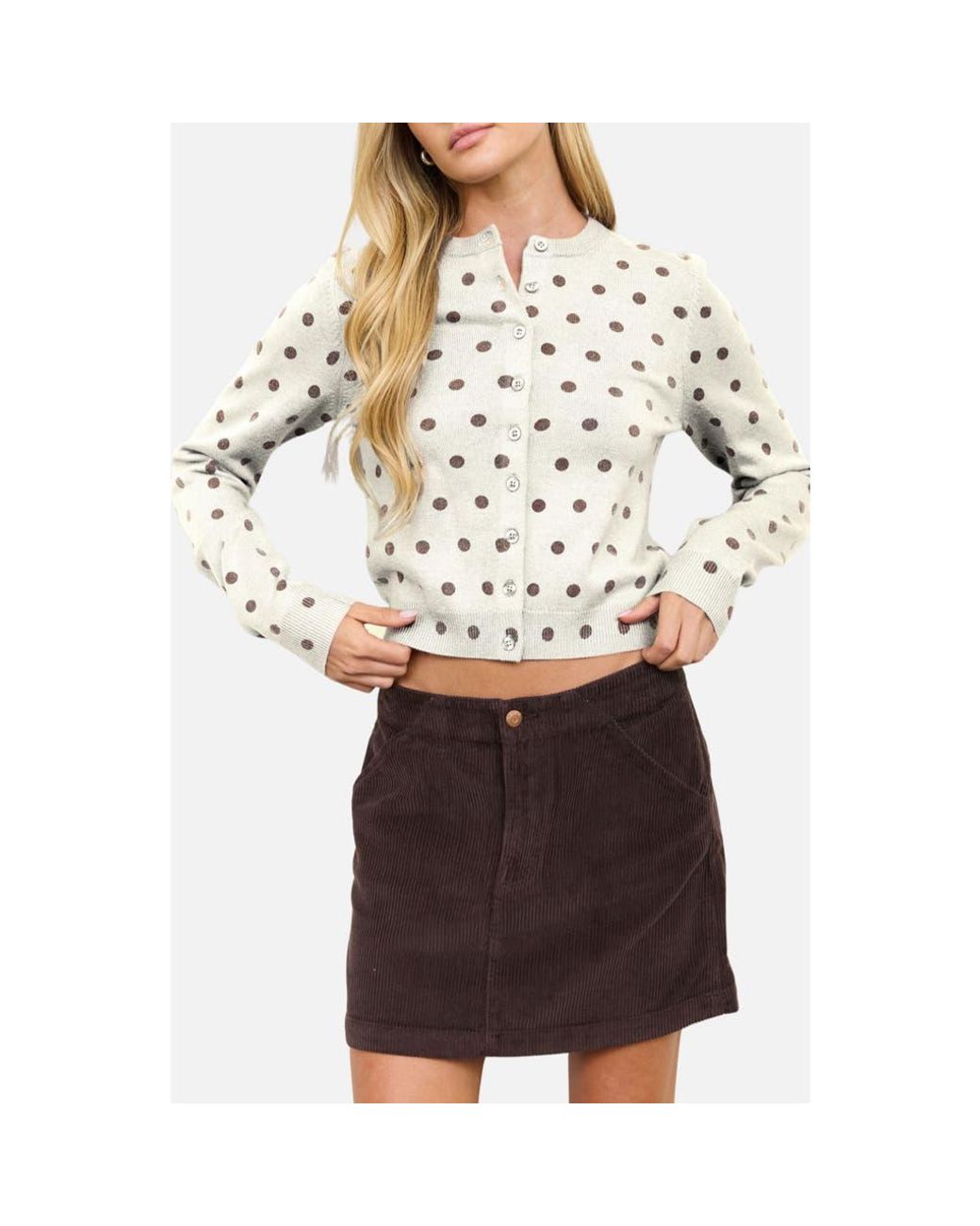Blu Pepper Brown Polka Dot Cardigan