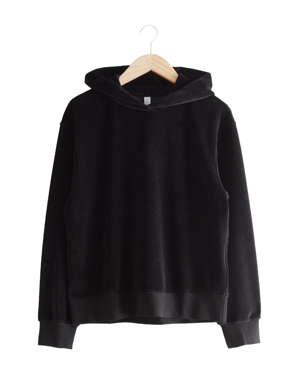 & Other Stories Cotton & Velour Hoodie In Black At Nordstrom Rack | Lyst