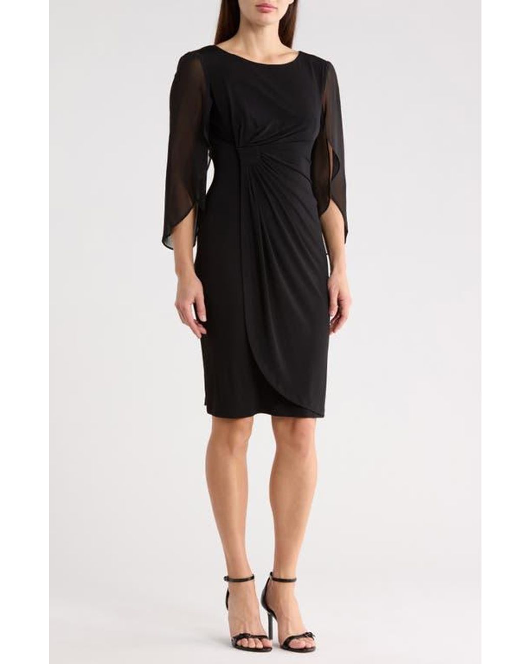 connected apparel black dress Connected Apparel Women Black 3/4 Sleeve Velvet Dress Size 12